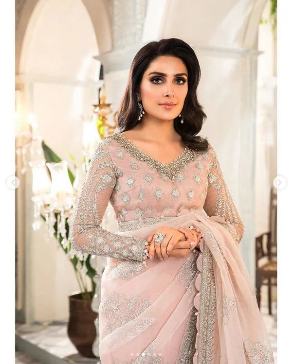 Maria B Luxury Collection – Embroidered Net Saree (Unstitched)