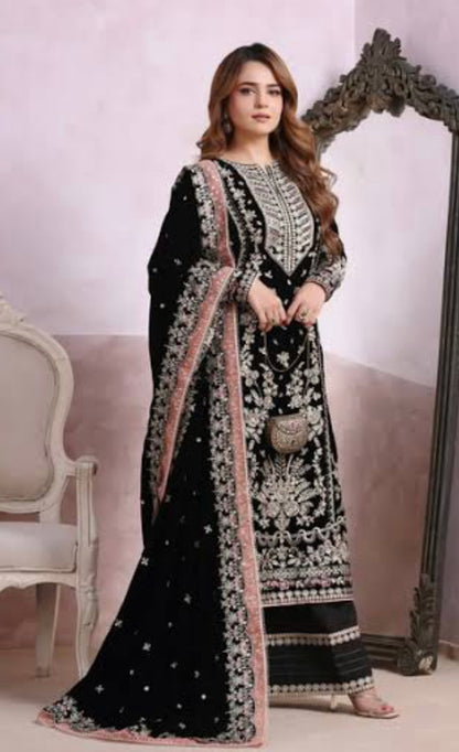 Aneela’s Wedding Velvet Embroidered Collection 3Peice Unstitched Dress