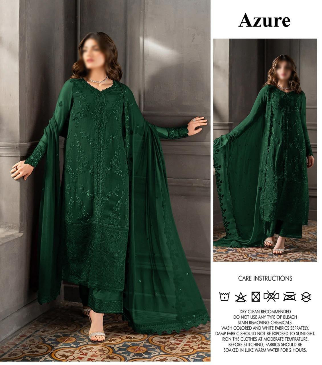 Azure Chiffon 3Piece Unstitched dress