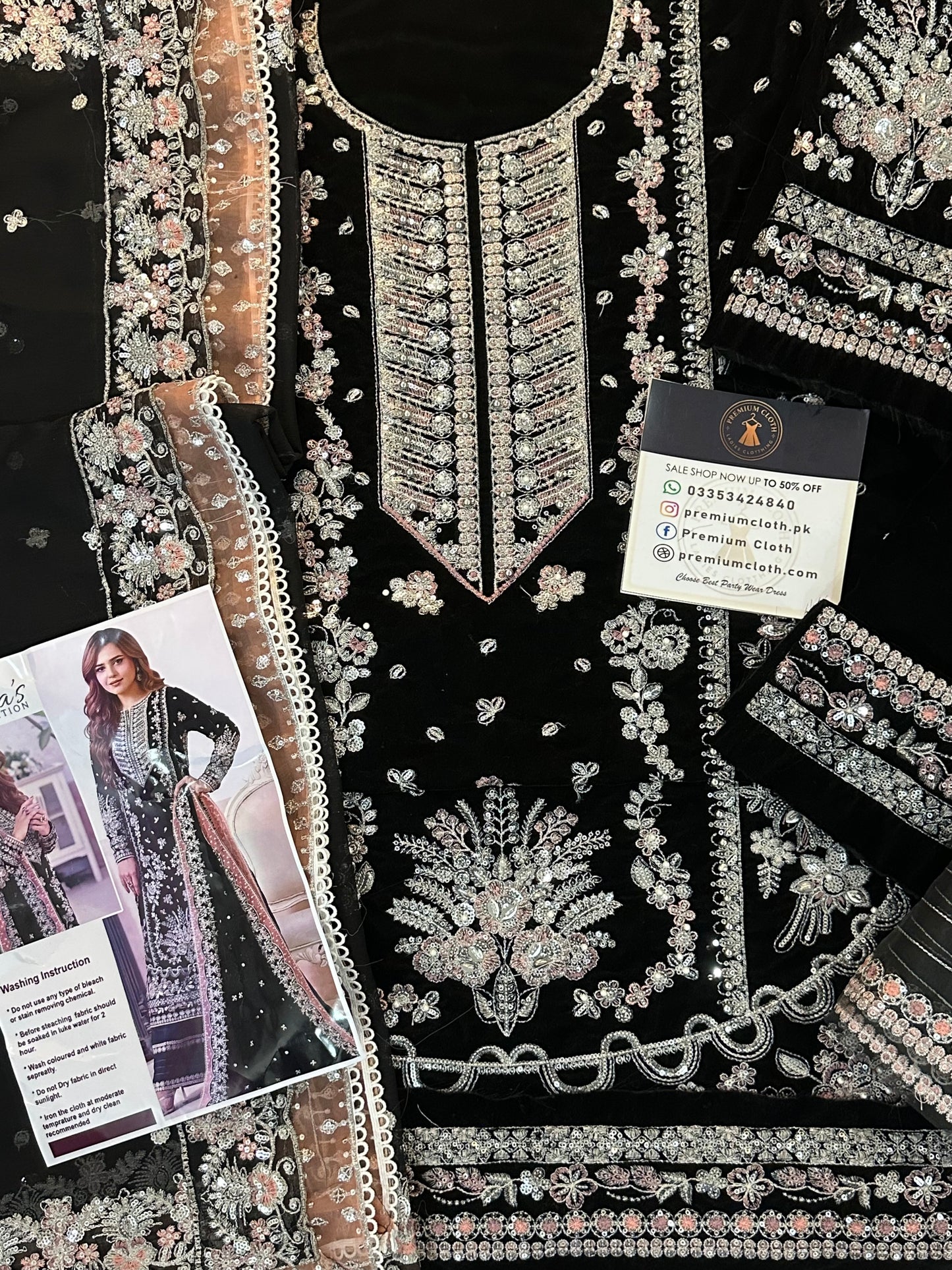 Aneela’s Wedding Velvet Embroidered Collection 3Peice Unstitched Dress