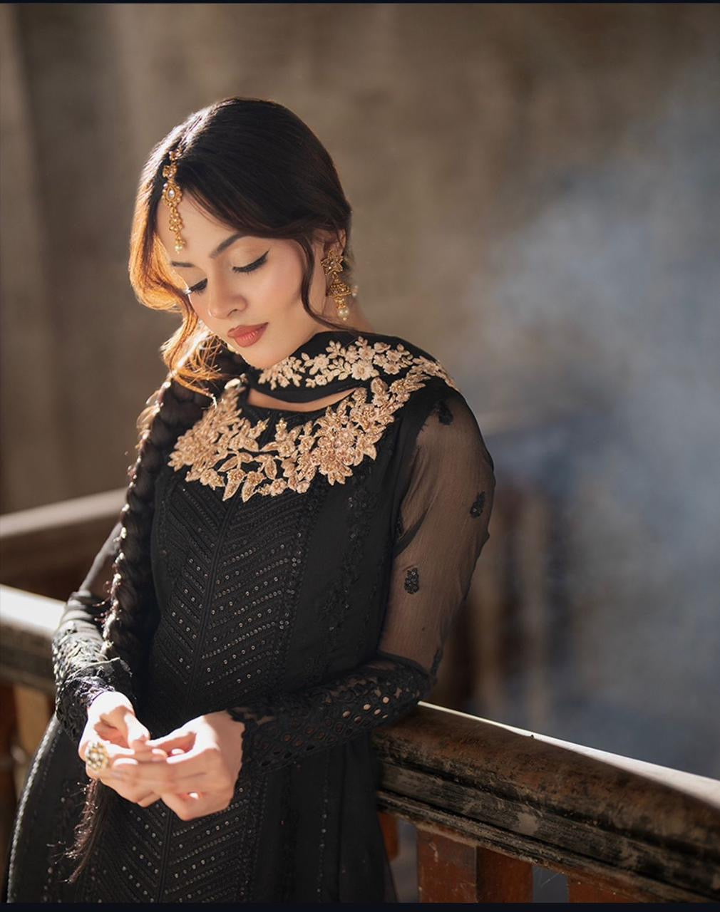 Azure Chiffon 3peice Unstitched Dress