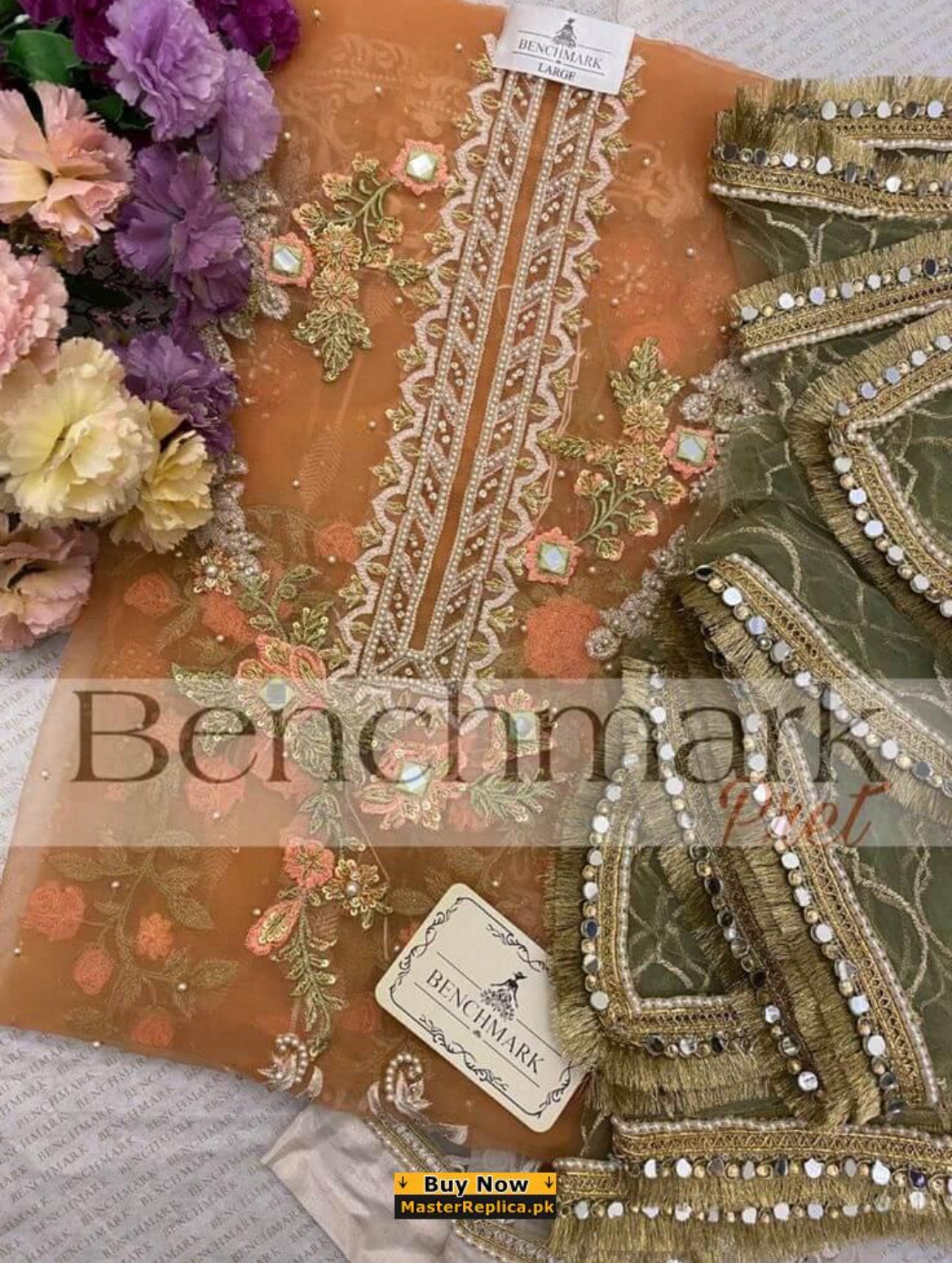 Benchmark Organza unstiched 3Piece Dress