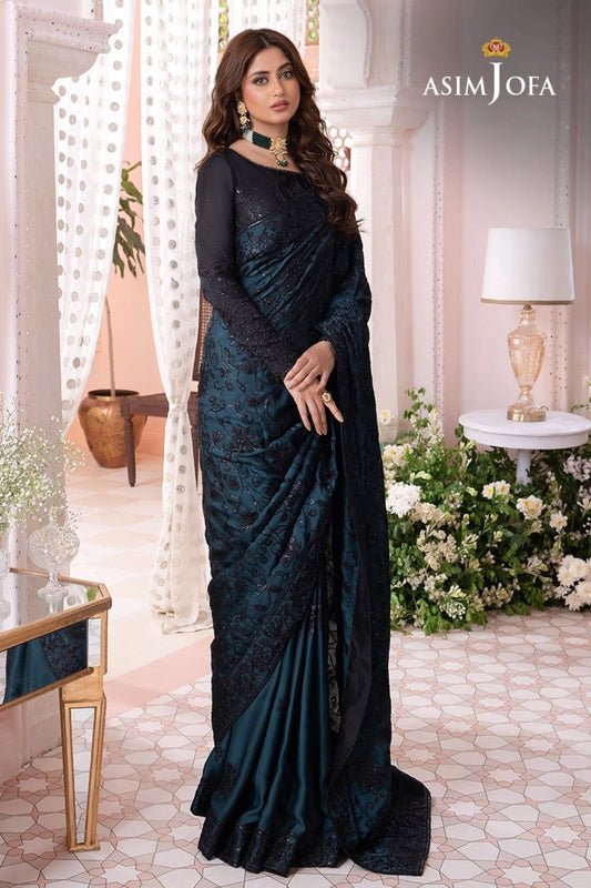 Asim Jofa Chandani Collection – Embroidered Net Saree (Unstitched)