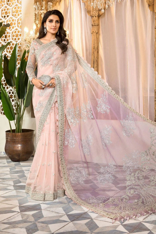 Maria B Luxury Collection – Embroidered Net Saree (Unstitched)
