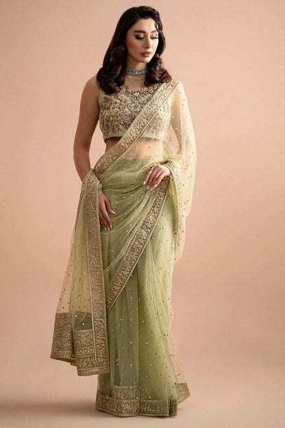 Luxury Net Hand Embroidered Saree by Maria B – Unstitched Edition