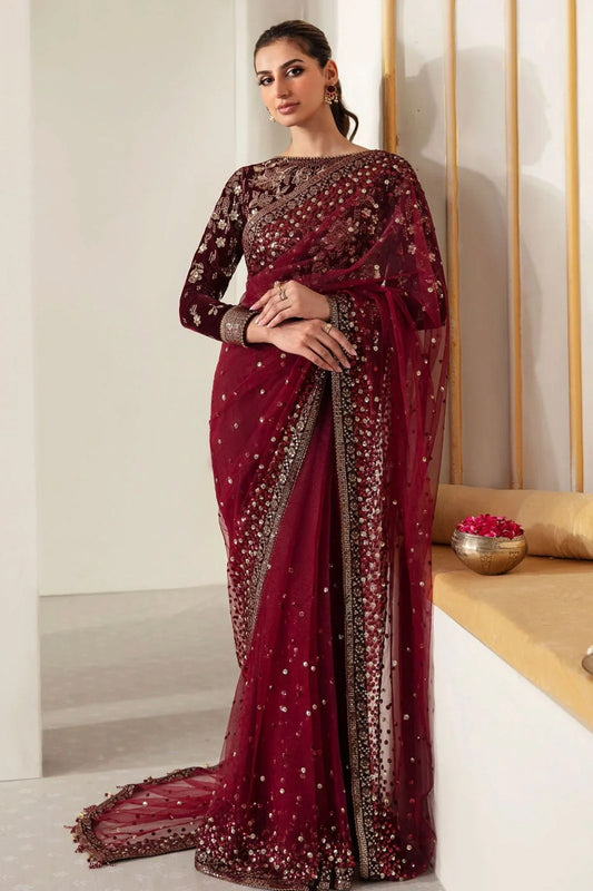 Jazmin Wedding Special – Net Saree Unstitched Embroidery Series