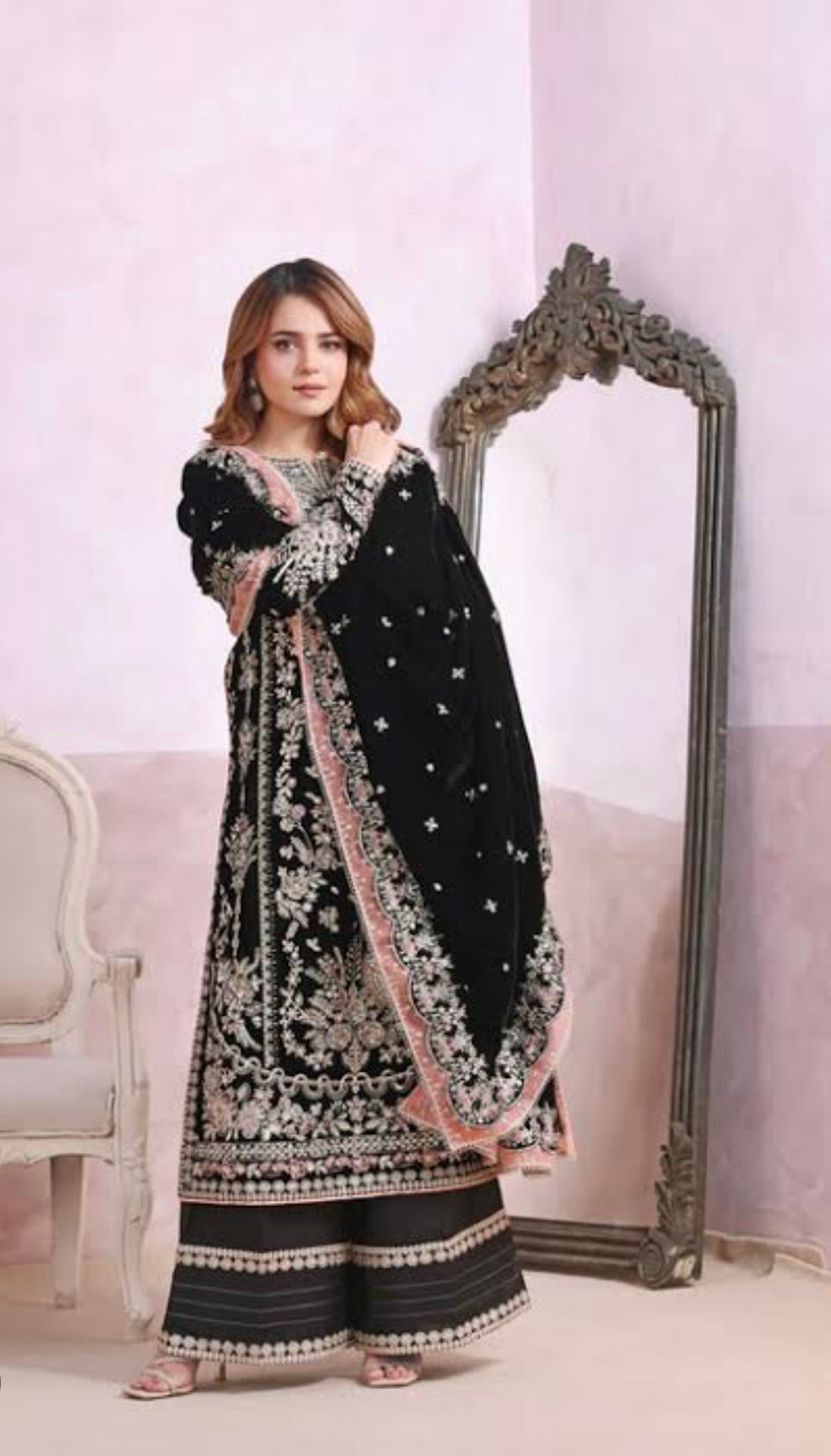 Aneela’s Wedding Velvet Embroidered Collection 3Peice Unstitched Dress