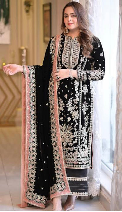 Aneela’s Wedding Velvet Embroidered Collection 3Peice Unstitched Dress