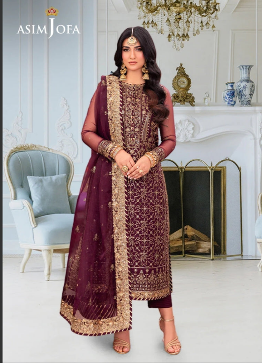 Asim Jofa Exclusive Designer Chiffon 3-Piece 2025