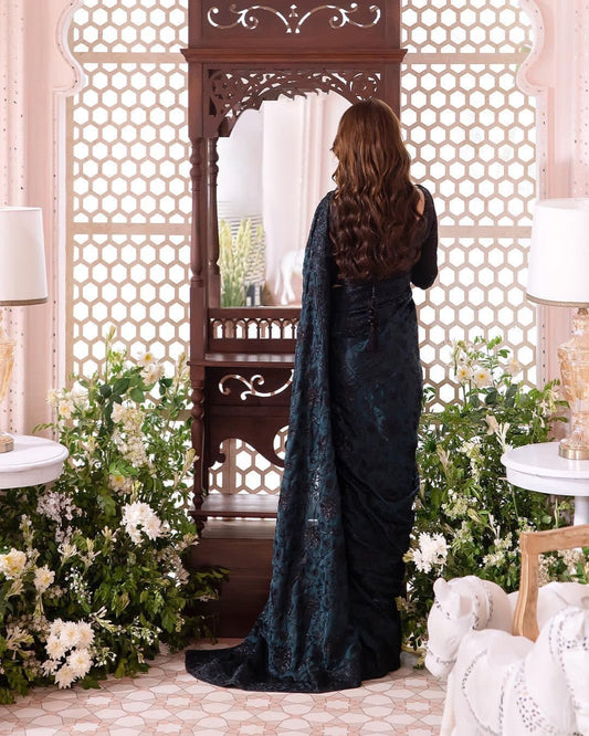 Asim Jofa Chandani Collection – Embroidered Net Saree (Unstitched)