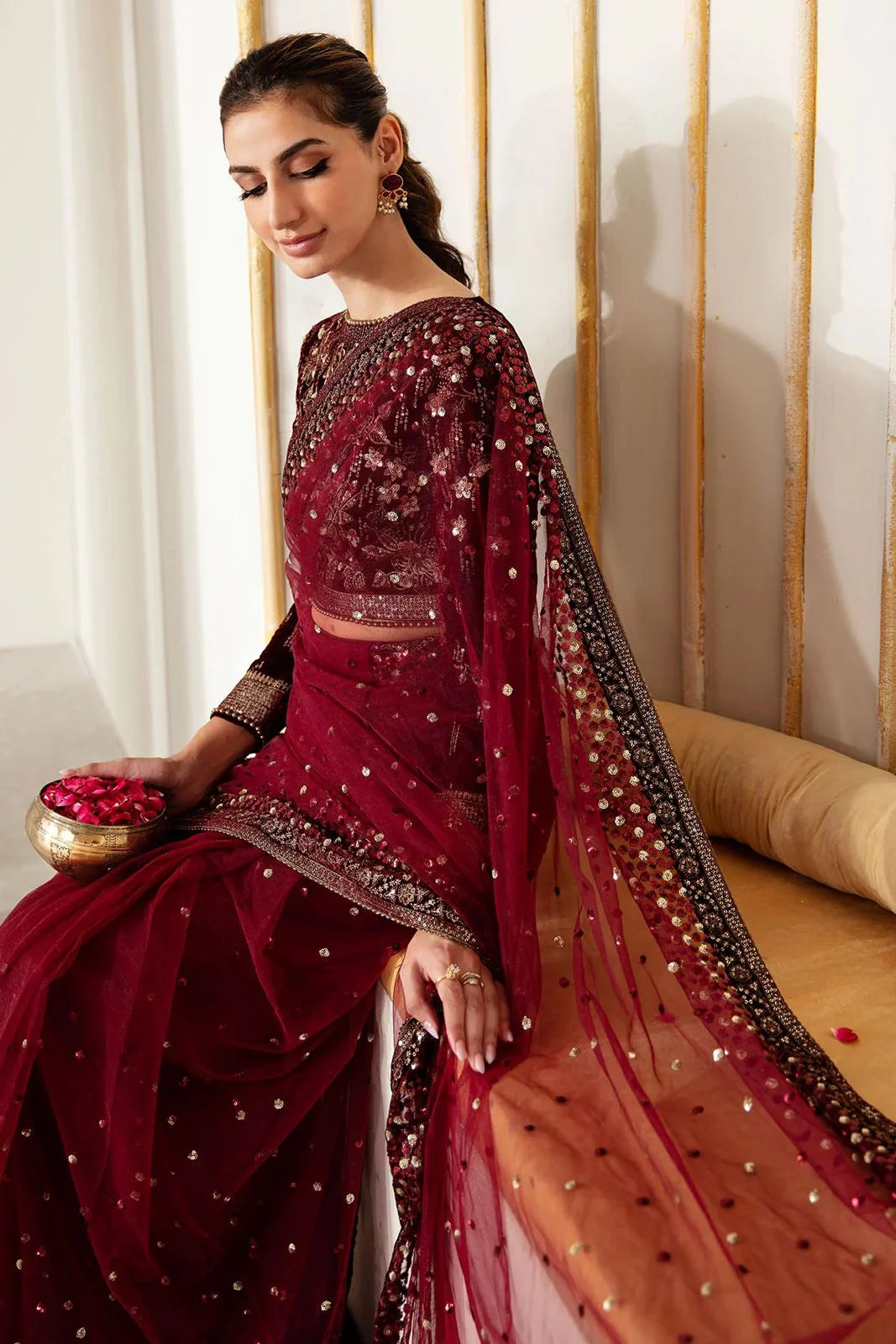 Jazmin Wedding Special – Net Saree Unstitched Embroidery Series