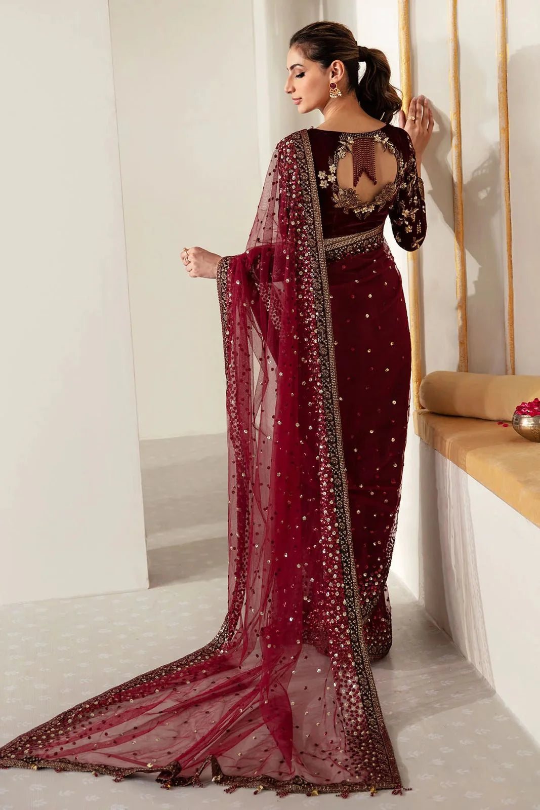 Jazmin Wedding Special – Net Saree Unstitched Embroidery Series