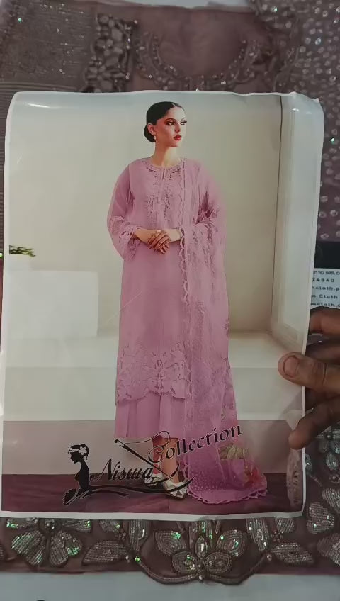 Baroque fabric – Embroidered Organza Shirt with Printed Dupatta & Silk Trouser