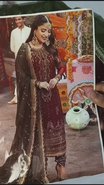 Asim Jofa Luxury Chiffon Suit with Zari & Sequence Work