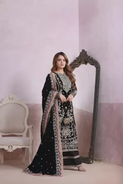 Aneela’s Wedding Velvet Embroidered Collection 3Peice Unstitched Dress
