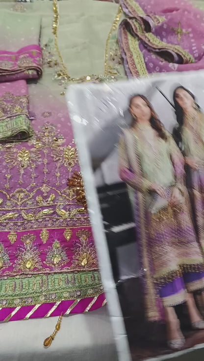 Baroque Luxury Embroidered Digital Printed Chiffon 3PC Suit"