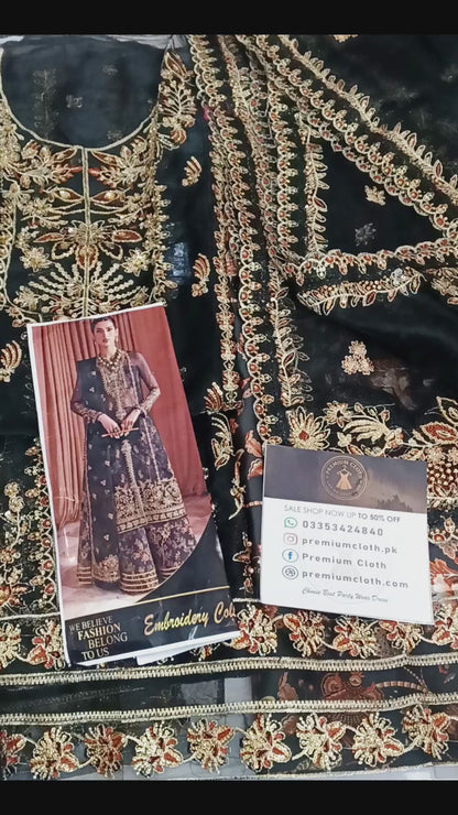 Afrozeh Ayzel | Premium Organza Unstitched Ensemble