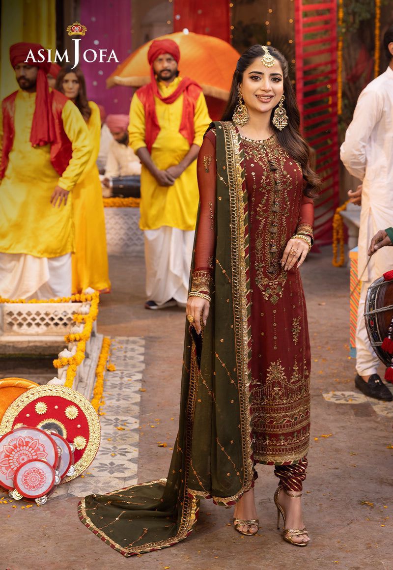 Asim Jofa Luxury Chiffon Suit with Zari & Sequence Work