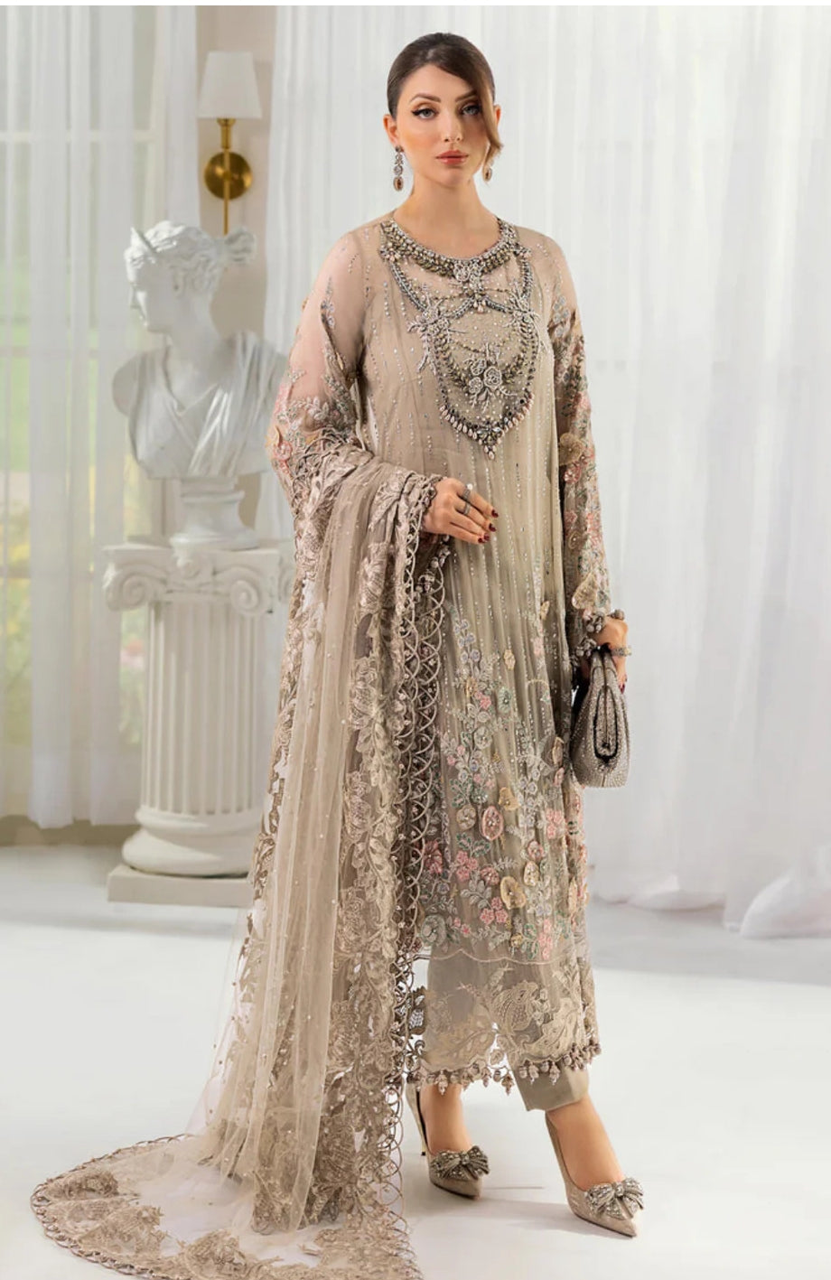 Maria.B Festive Chiffon Handcrafted Embroidered 3 Piece