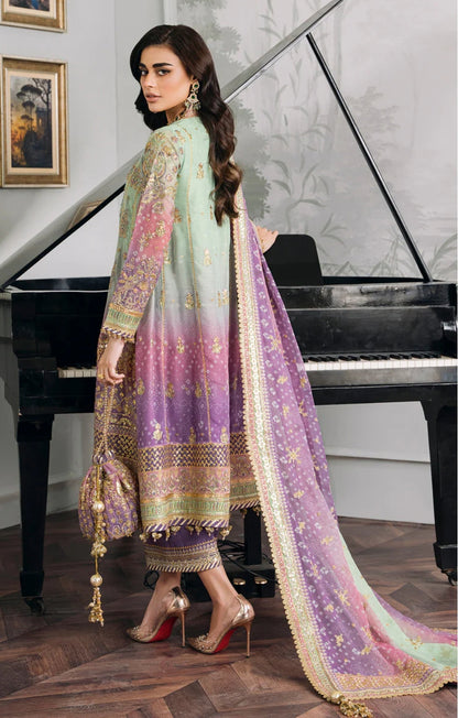 Baroque Luxury Embroidered Digital Printed Chiffon 3PC Suit"
