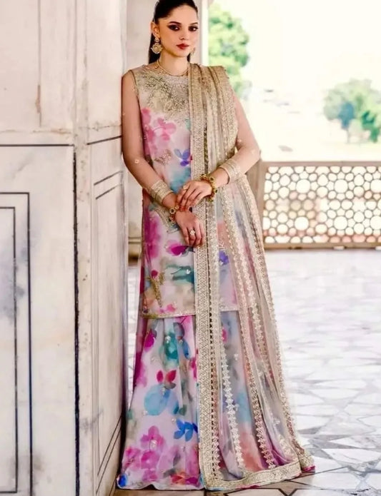 ✨ Premium Swiss Lawn Digital Printed 3-Piece with Silk Dupatta ✨