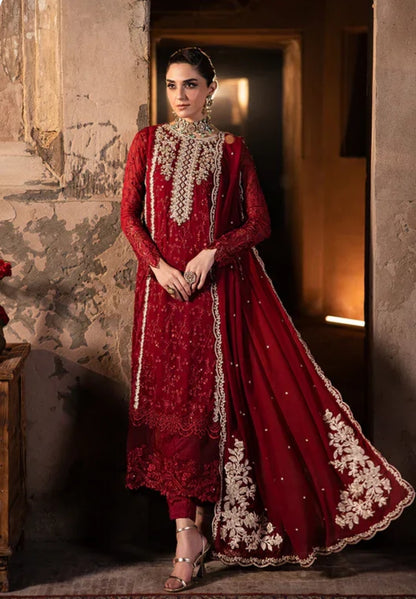 "Azure Luxury Embroidered Chiffon 3PC Suit with Adda Work"