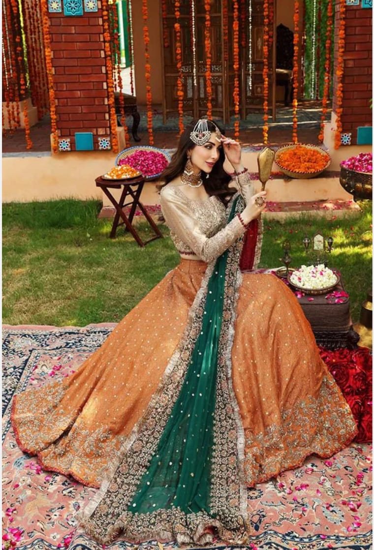Ayesha Imran Luxury Orange Maxi – Elegance with Handcrafted Detailing"
