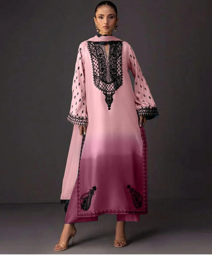 Zainab Chotani Charmeuse Silk Collection – Tea Pink 3Pc