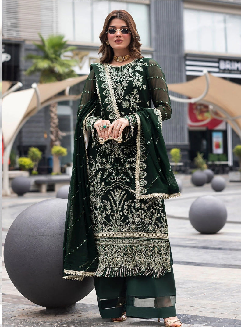“Luxury Sequins Embroidered Chiffon 3-Piece Suit”