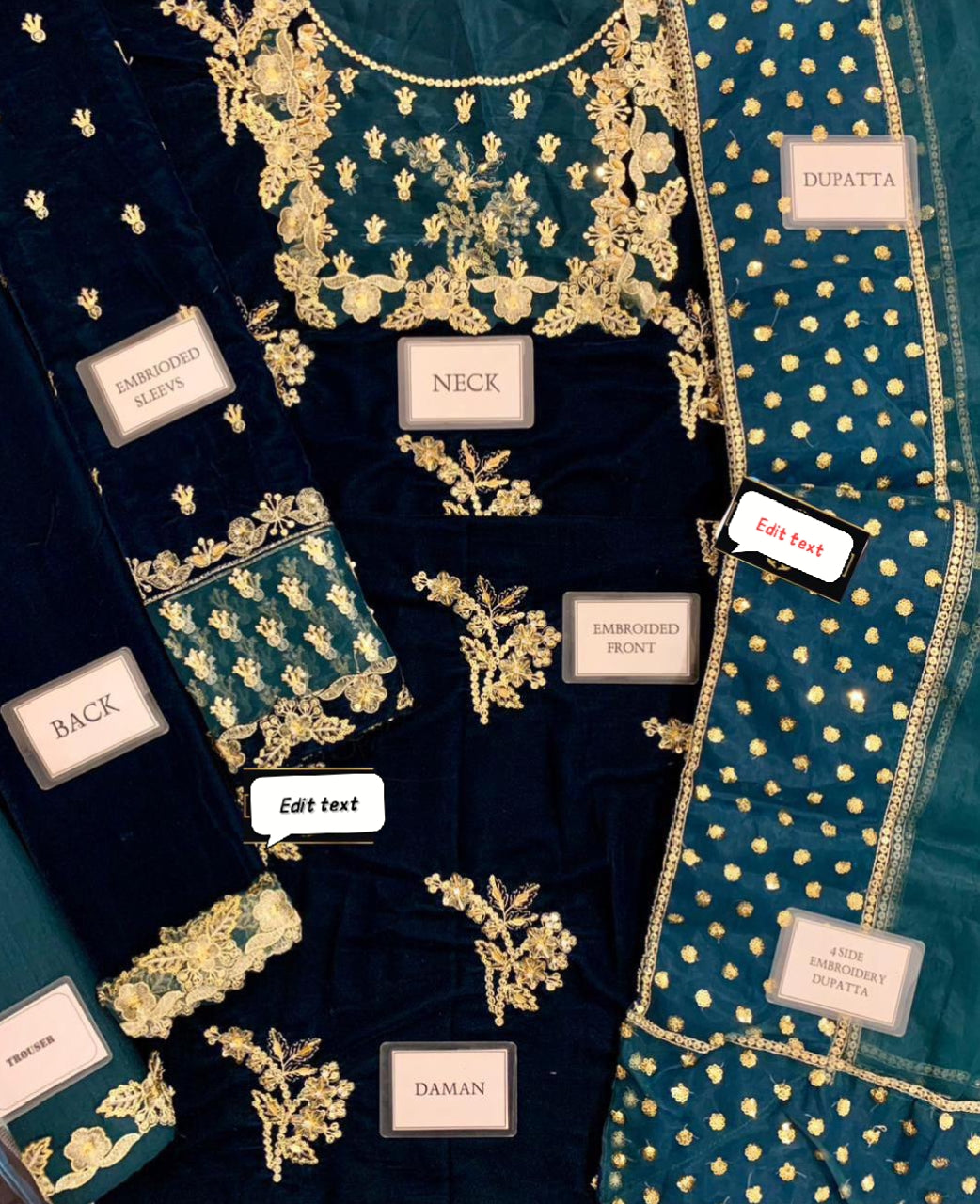 Afrozeh  Velvet Embroidered Winter Luxury 3-Piece Suit with Handworked Dupatta”