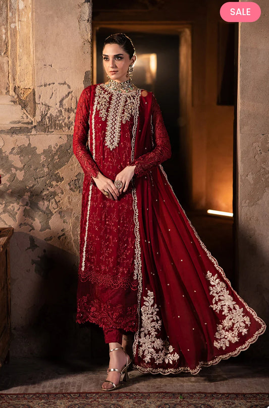 "Azure Luxury Embroidered Chiffon 3PC Suit with Adda Work"