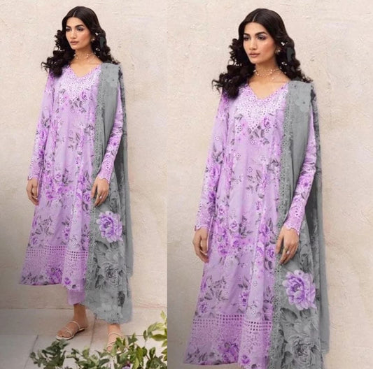 Iznik | Purple Fancy Lawn Embroidered 3-Piece Unstitched Suit