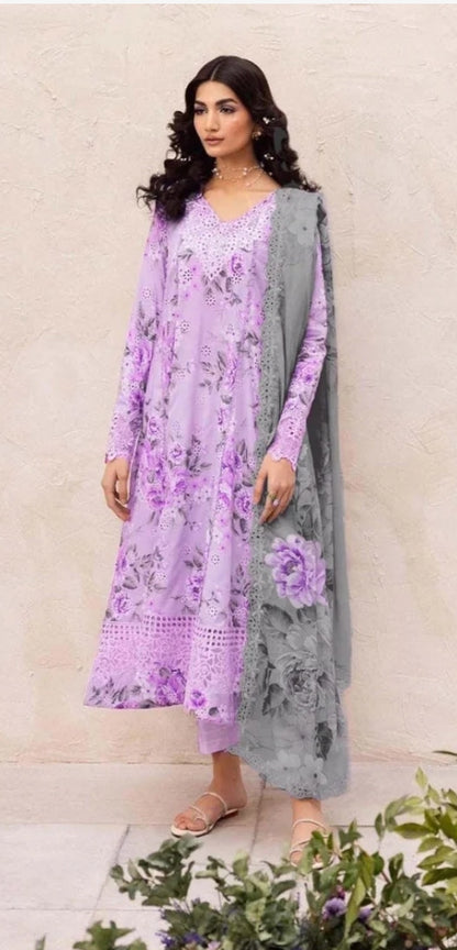 Iznik | Purple Fancy Lawn Embroidered 3-Piece Unstitched Suit
