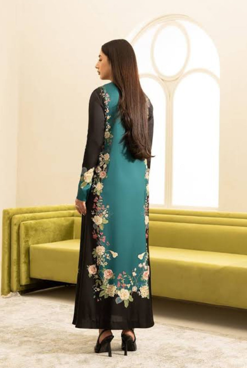 Lulusar Premium Silk 3-Piece Suit with Hand Embellished Organza Neck