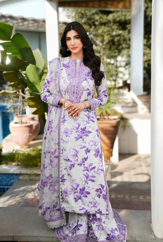 “Aneela’s Luxury Lawn 3 Piece Suit with Embroidered Chiffon Dupatta”