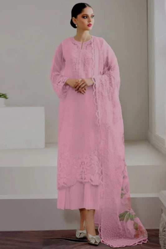 Baroque fabric – Embroidered Organza Shirt with Printed Dupatta & Silk Trouser