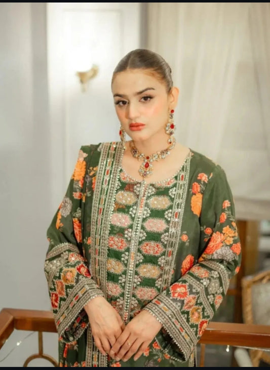 Aneela’s Luxury Printed Silk Collection – Green