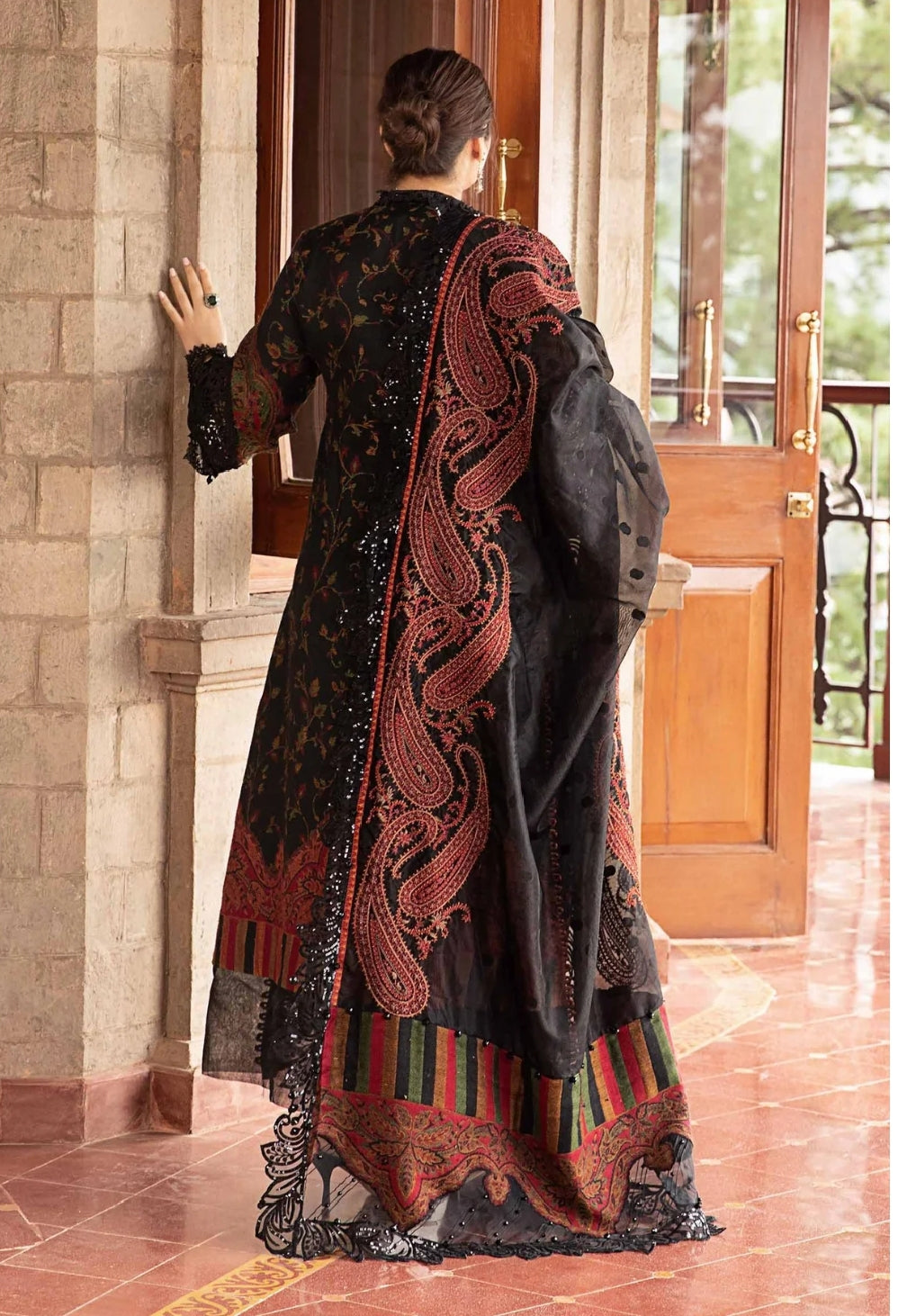 Maria.B Unstitched 3 Piece Embroidered Lawn Suit with Printed Chiffon Dupatta