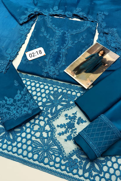 "Azure Chiffon – Premium Embroidered Chiffon Suit with Dupatta & Silk Trouser