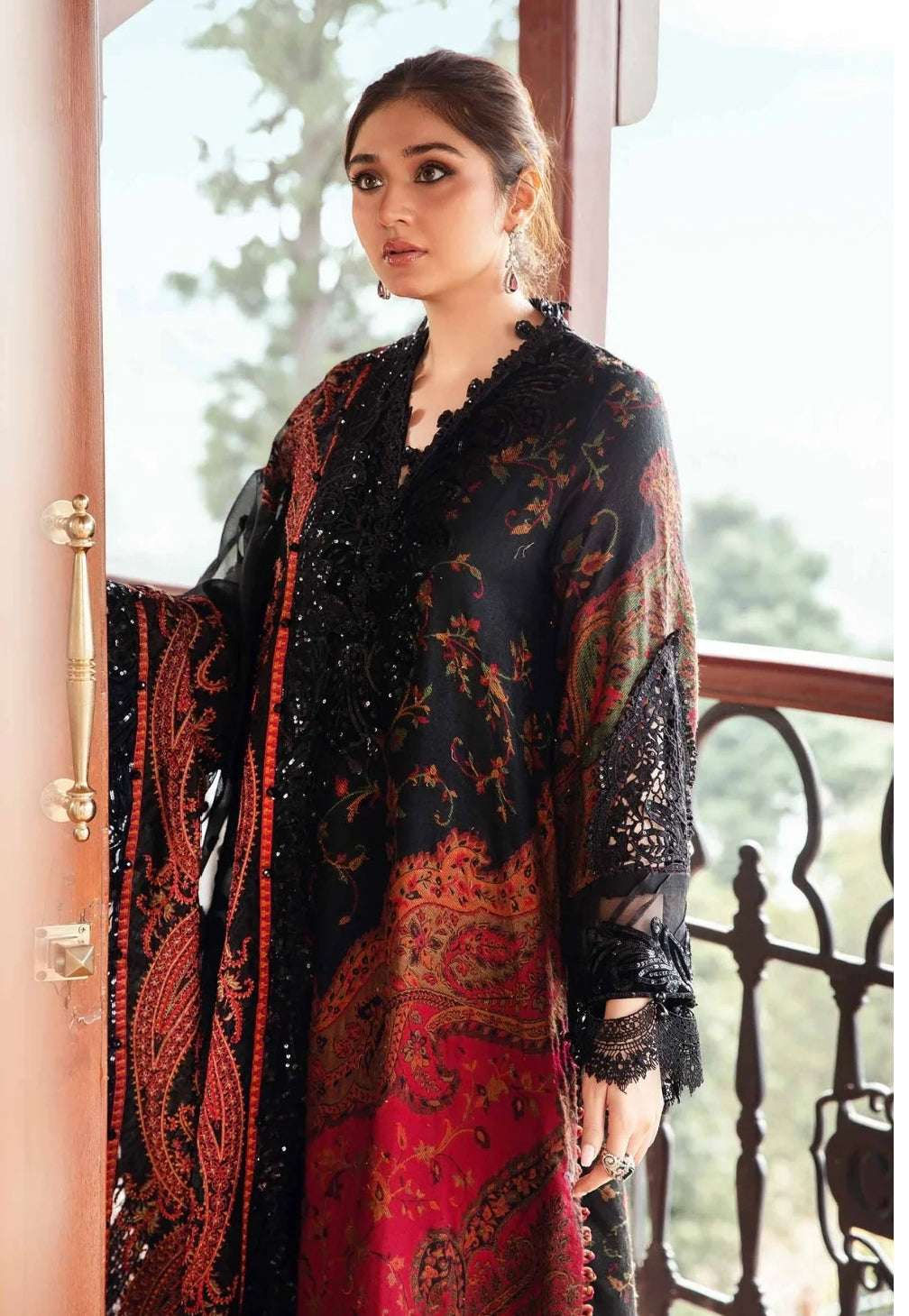 Maria.B Unstitched 3 Piece Embroidered Lawn Suit with Printed Chiffon Dupatta