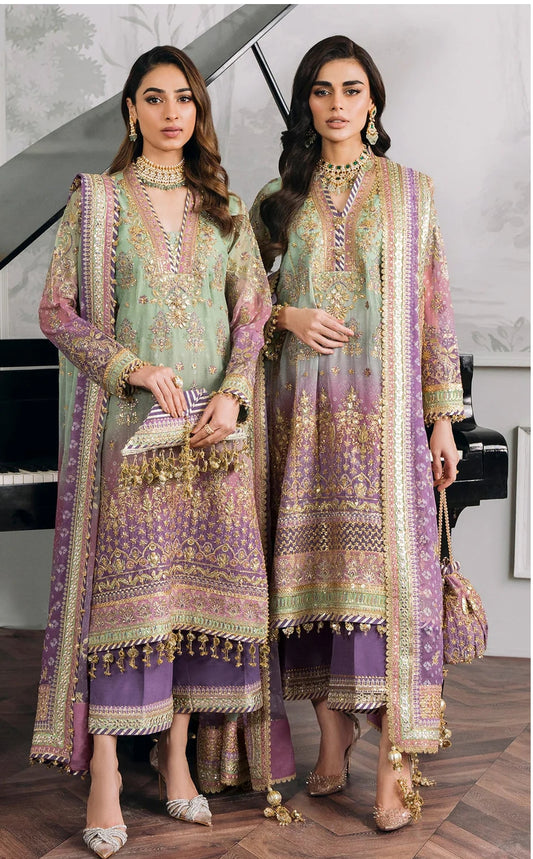 Baroque Luxury Embroidered Digital Printed Chiffon 3PC Suit"